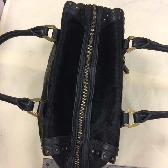 Black leather and calf hair handbag by orYANY - Picture 6 of 8